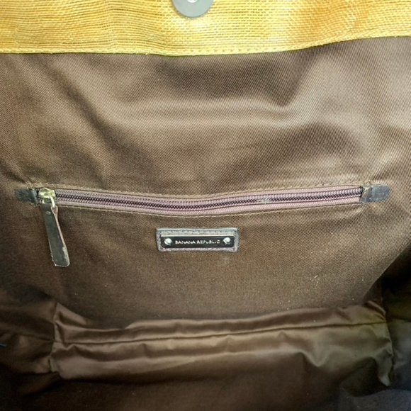 Banana Republic Metallic Gold Ombré Bamboo w/Leather Handles Maxi Tote Handbag - Picture 9 of 11